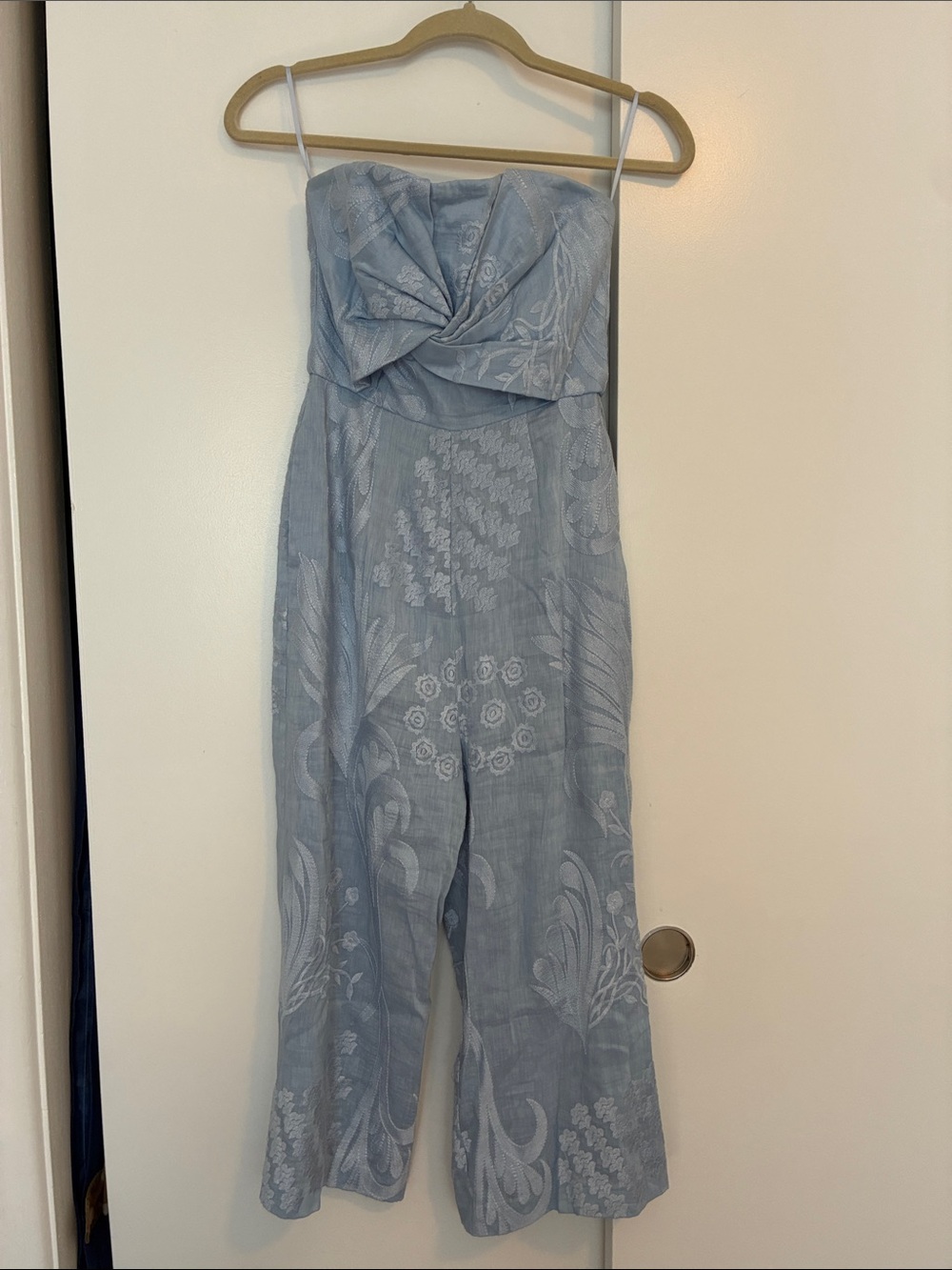 Light Blue Floral Strapless Jumpsuit